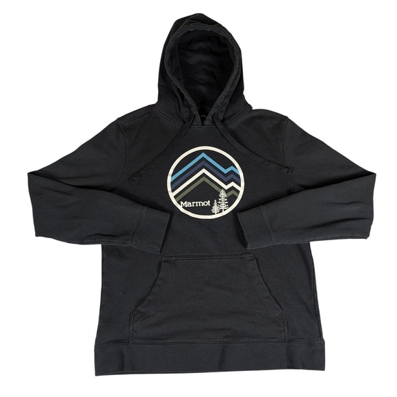 Marmot Other - Marmot Hoodie Men Medium Black Graphic Mountain Pullover Good Condition